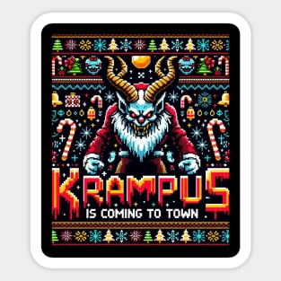 Krampus 8-bit Xmas Funny Christmas Ugly Retro Sticker